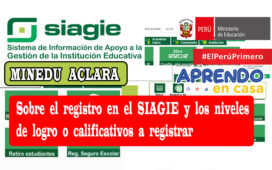 Minedu aclara sobre el registro en el SIAGIE y los niveles de logro o calificativos a registrar