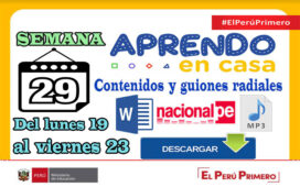 SEMANA 29 APRENDO EN CASA PROGRAMAS RADIALES: Sesiones, Guiones y Audios radiales del 19 al 23 de octubre