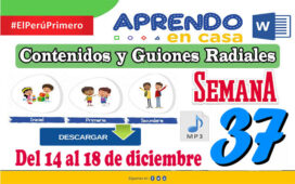 SEMANA 37 APRENDO EN CASA PROGRAMAS RADIALES: Sesiones, Guiones y Audios radiales del 14 al 18 de Diciembre
