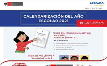 Calendarización del año escolar 2021 para el nivel inicial