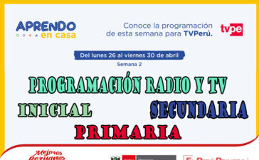 Programación radio y tv semana 2 aprendo en casa
