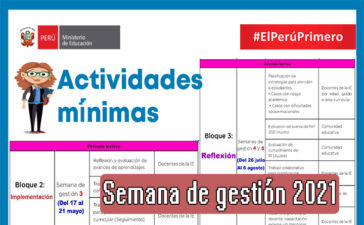 Actividades mínimas para la semana de gestión 2021