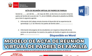 MODELO DE ACTA DE REUNIÓN VIRTUAL DE PADRES DE FAMILIA