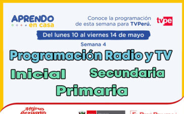 Programación de Radio y TV Semana 4 – Aprendo en casa del 10 al 14 de Mayo