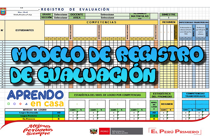 Modelo de registro de evaluación - Aprendo en casa