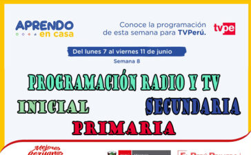 Programación de Radio y TV Semana 8 – Aprendo en casa del 07 al 11 de Junio