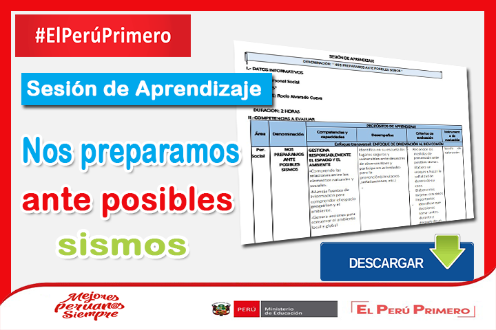 Sesión de Aprendizaje – Nos preparamos ante posibles sismos [Referencial]