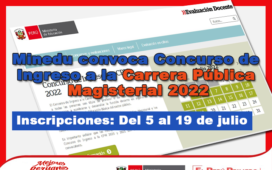 Minedu convoca Concurso de Ingreso a la Carrera Pública Magisterial 2022