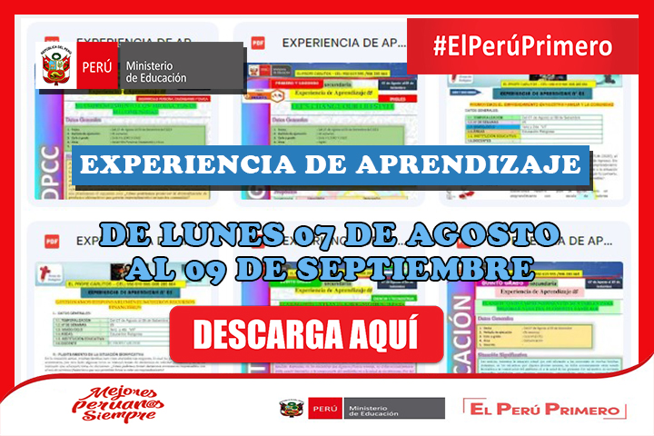 Experiencia de Aprendizaje de lunes 07 de Agosto al 09 de Septiembre